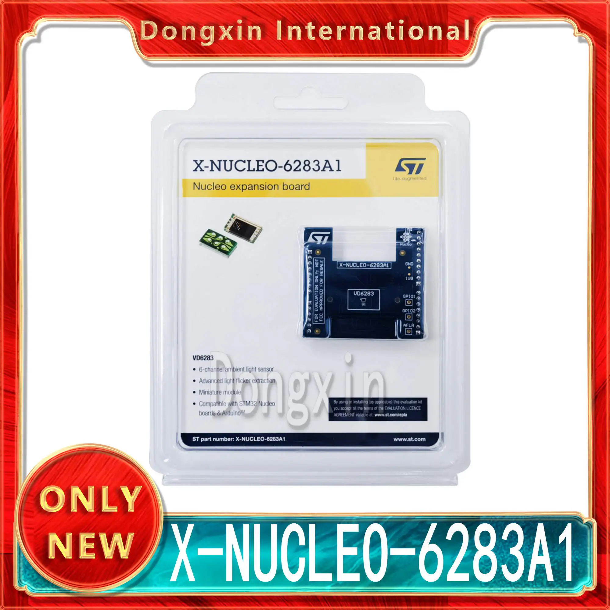 

Spot X-NUCLEO-6283A1 six-way ambient light sensor with VD6283 scintillating expansion plate
