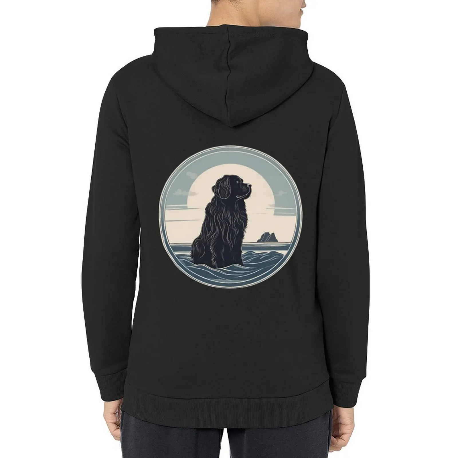 

Traveler dog in the sea newfoundland dog onwer Hoodie men's clothing winter clothes hoodie men