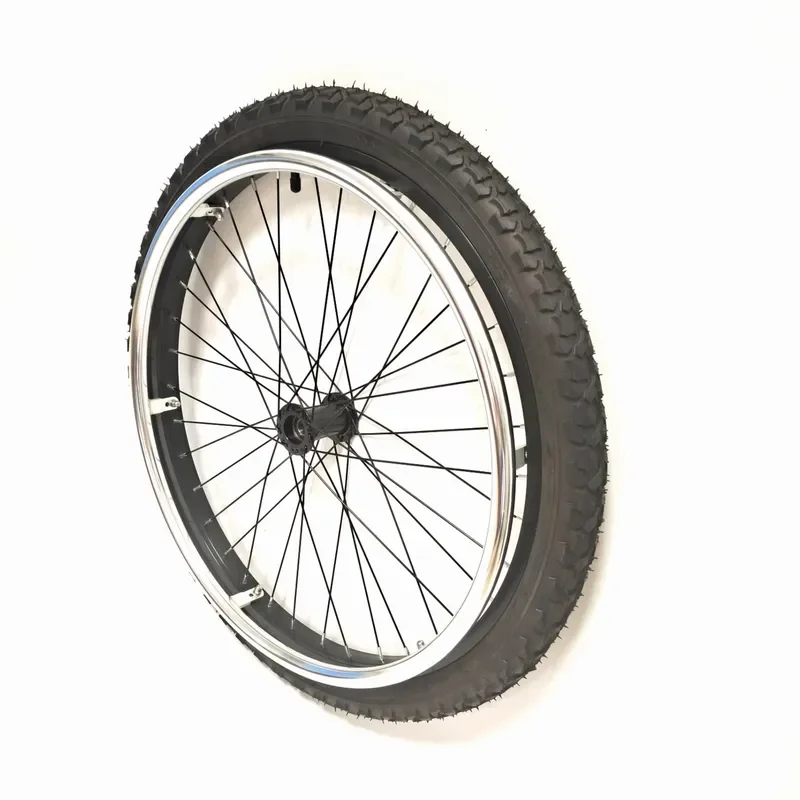Off Road Wheelchair Rear Wheels 24x1.95, All Terrain Bump Tires, Aluminum Rims Handwheels Manual