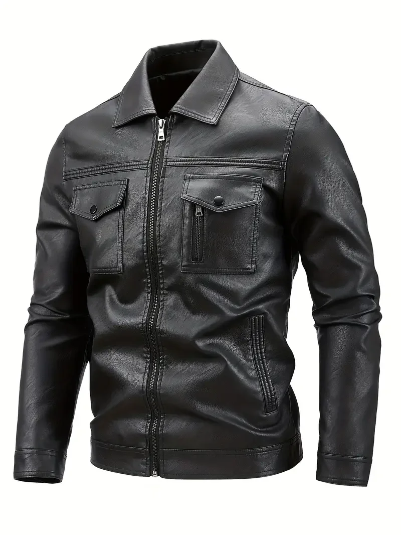 

Mens Punk Motorcycle Jacket Vintage Biker Style Stand Collar Full Zip Windbreaker Durable Outerwear Fashion Moto Gear Casual