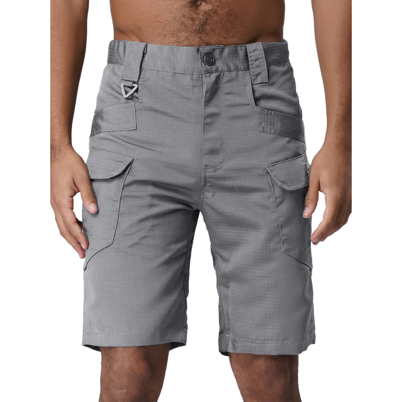 

Мужские модные шорты-карго с несколькими карманами, прочные однотонные шорты-карго со средней половиной для кемпинга, пешего туризма, рыбалки, брюки