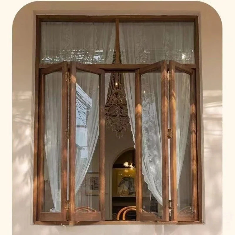 indoor door frame Chinese retro dessert shop coffee house window frame, old-fashioned sliding folding window