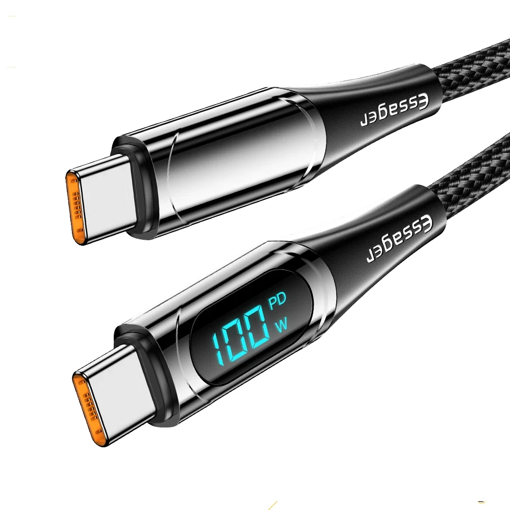 Essager usb tipo c para usb c cabo 100w/5a pd carregador de carregamento rápido cabo de fio para