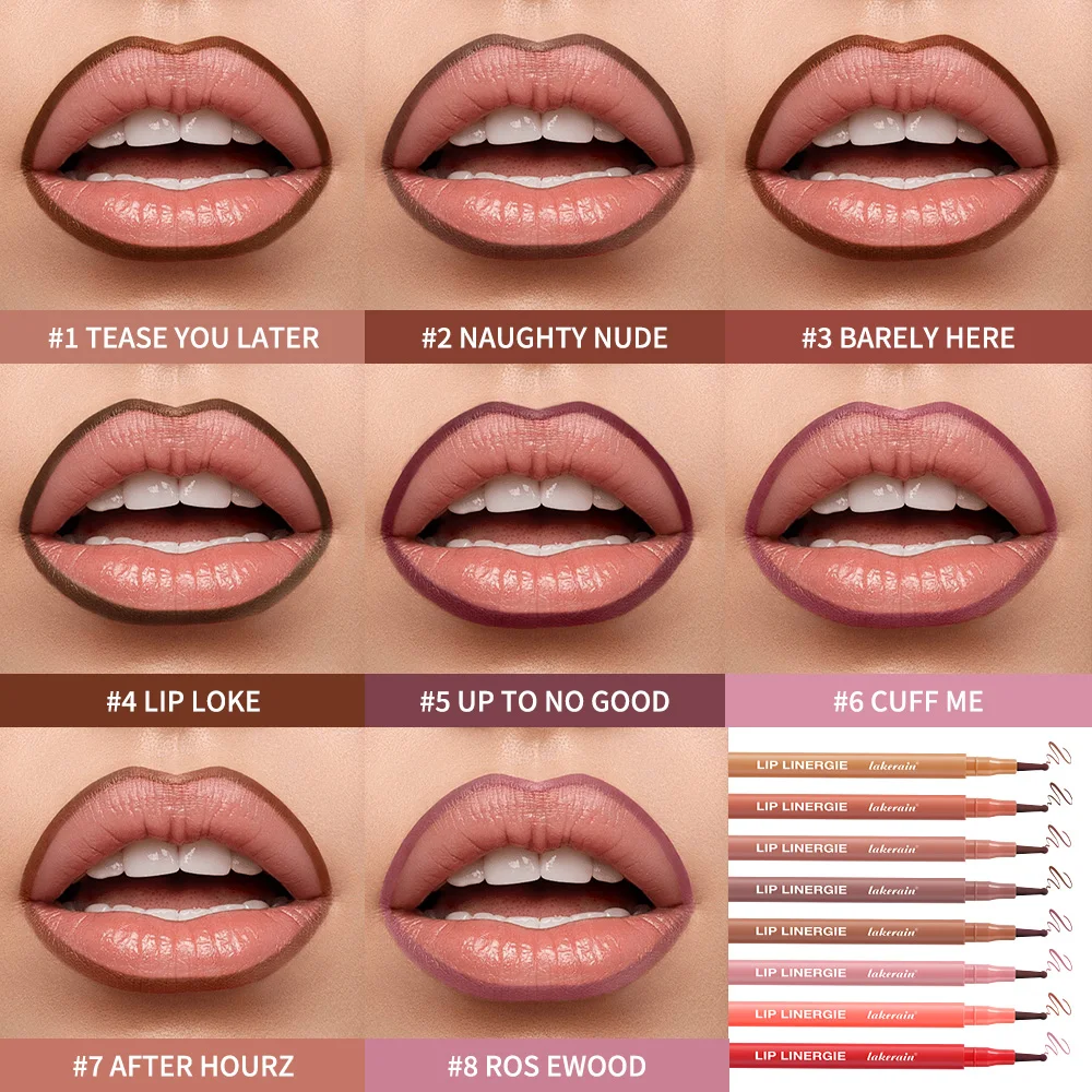 Lakerain delineador labial à prova d'água, à prova de transferência, de longa duração, estilo caneta, cabeça de feltro, design blendável, caneta para manchas