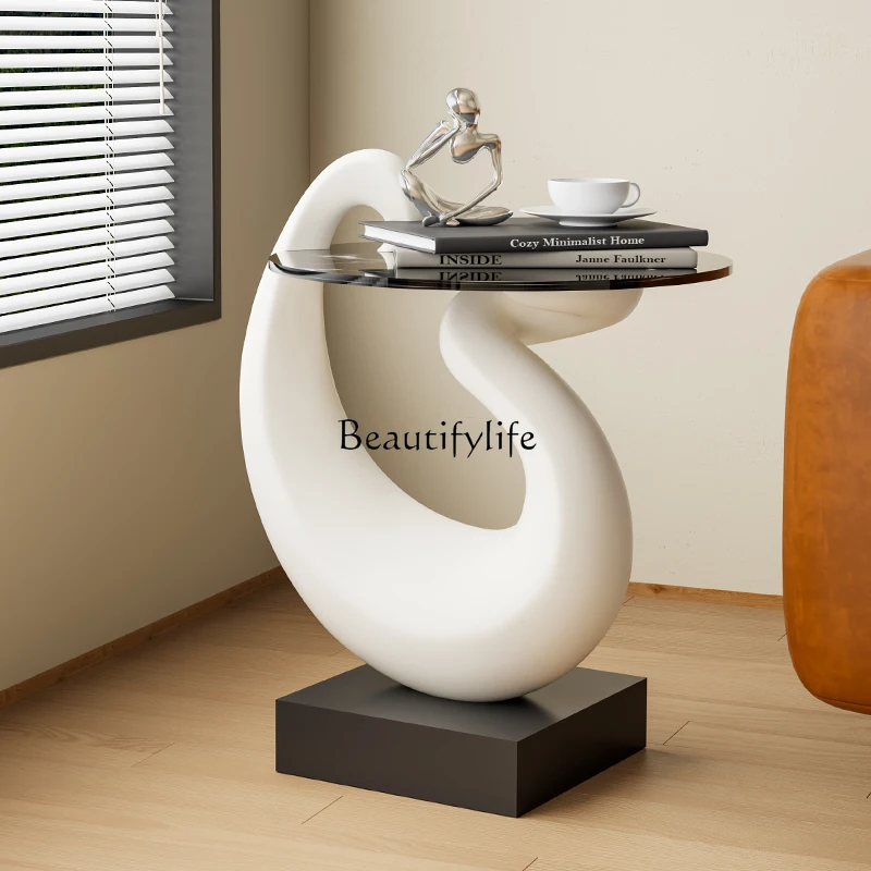 

Art White Swan Edge Geometric Creative Light Luxury Premium Cream Sofa Corner French Style