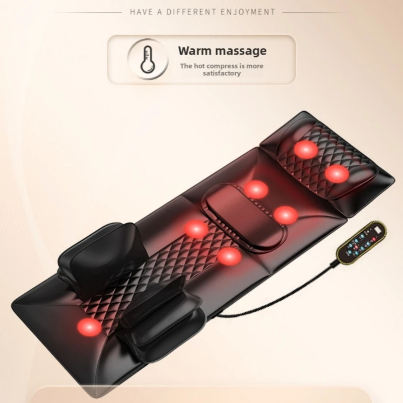 

Массажный коврик для всего тела с подушками, растягивающимися подогревами, 3D поясничная тяга, релаксационный массажер для спины, портативный и складной дизайн