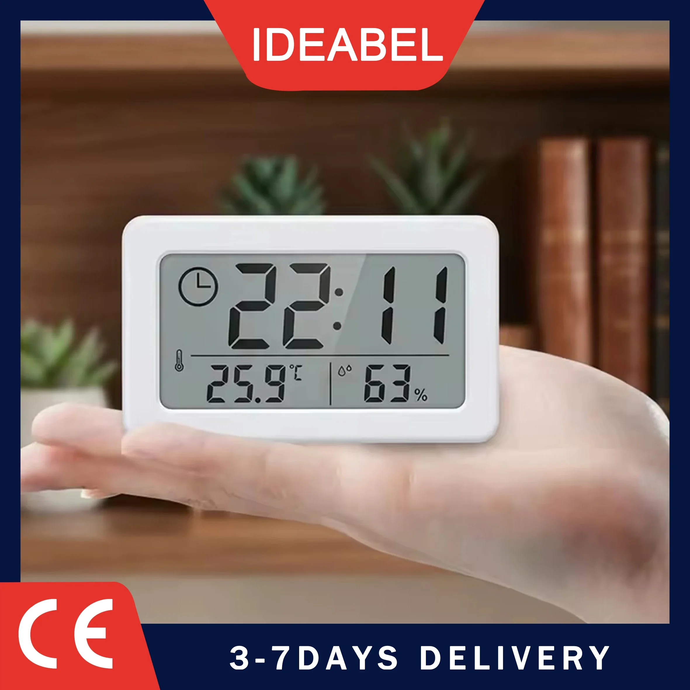 IDEABEL 12/24 Hours Wall Clock Thermometer Digital Table Clock Hygrometer Electronic Desk Watches Decorate Mini Electronics Home
