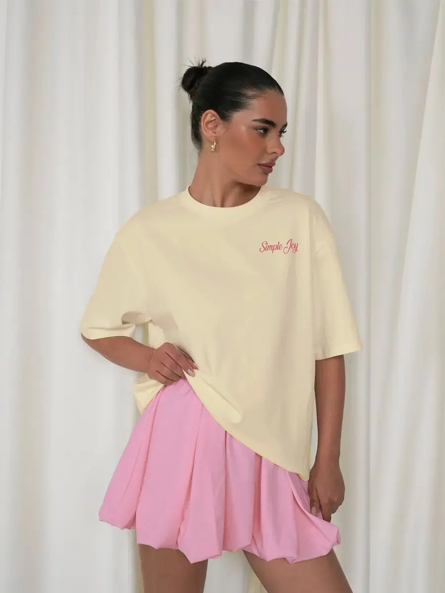 Retro 100% Pure Cotton American Pink orchid Summer New Cute Casual Women's Oversize T-shirt image 2
