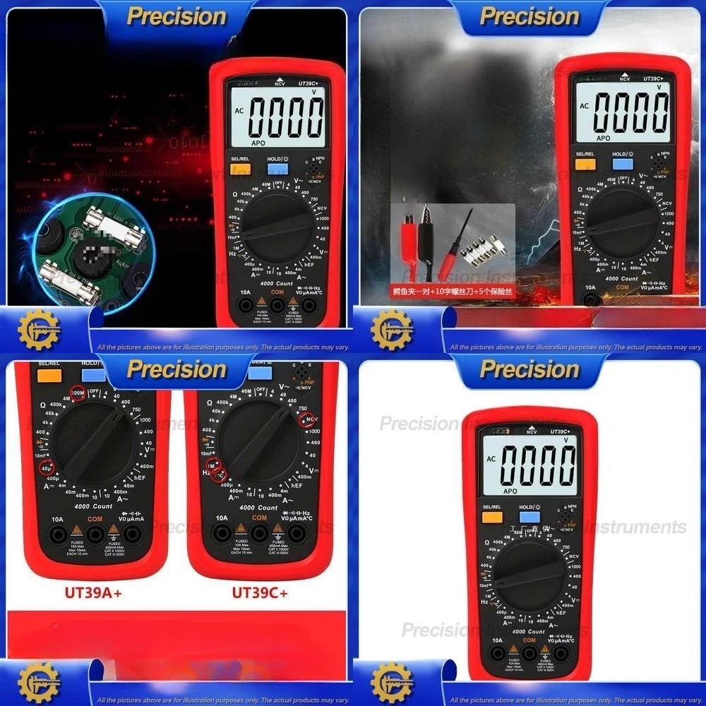 

2026 UT39A Digital Multimeter Auto Range High Precision Electric Tester Anti Burn LCD Display for Versatile Electrical