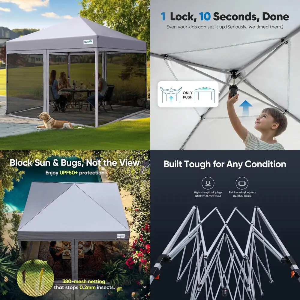 

Quictent 10'x10’ Pop up Screened Canopy Tent with Mosquito Netting, Portable Easy up Outdoor Screen House Shelter for Patio, Cam