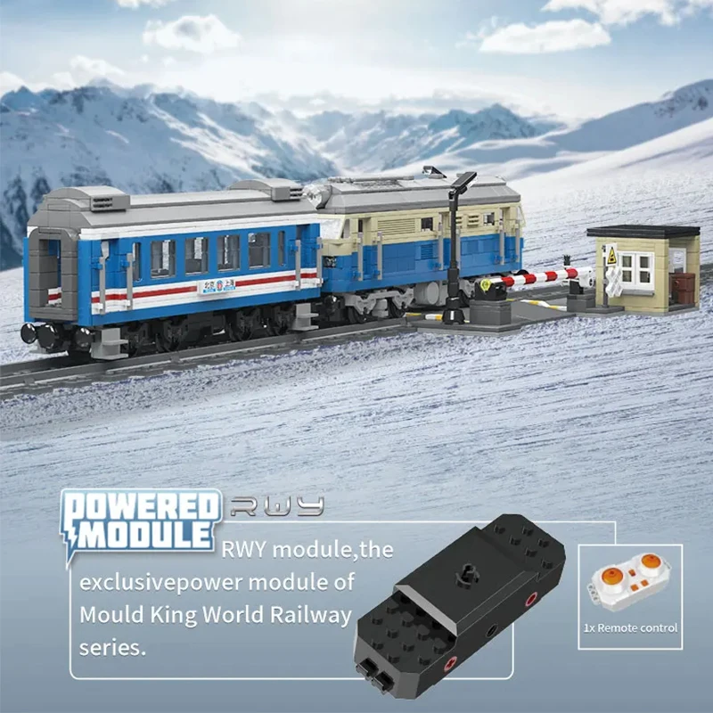 MOLD KING 12022 World Railway DF4B locomotora diésel tren ladrillos construcción técnica RC pista eléctrica juguetes regalo de Navidad niños