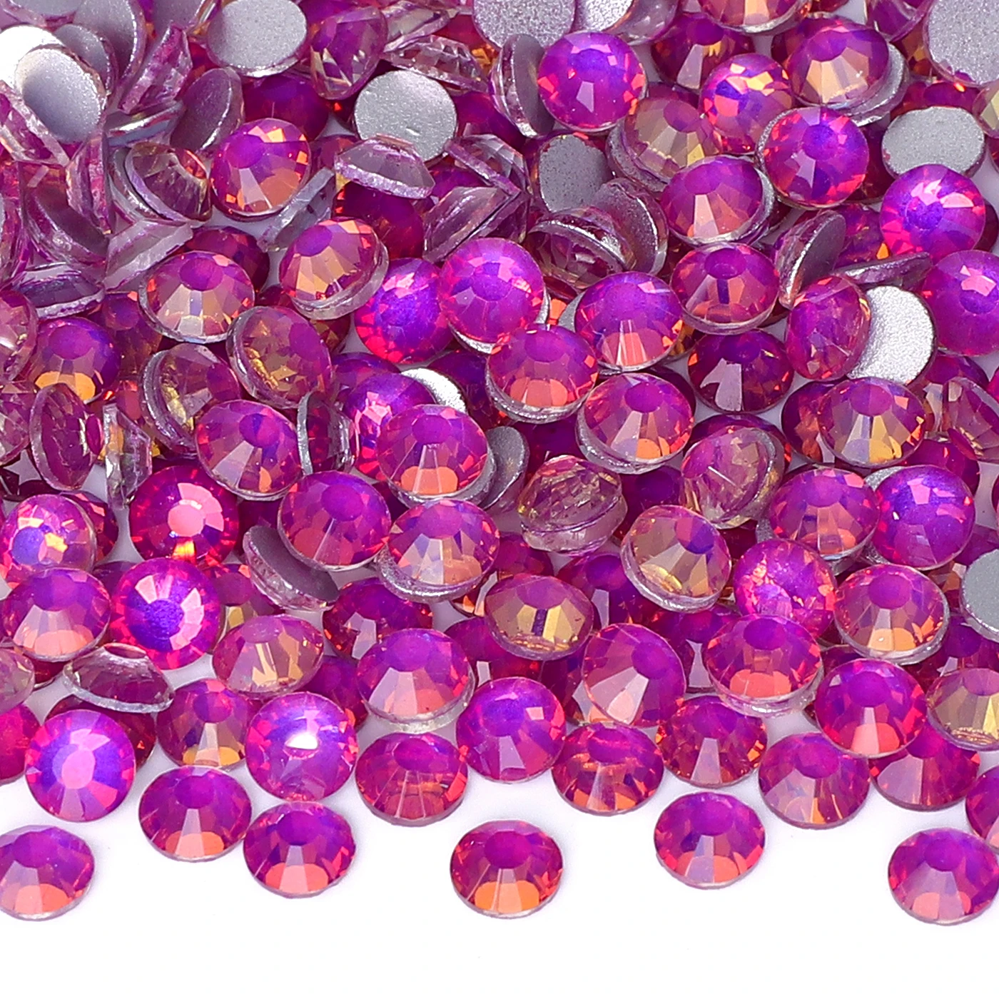 SS3-SS30 Flashing Series Silver Bottom Round Rhinestones Glitter Glass Non Hotfix Nail Art Crystal For Garment Decoration