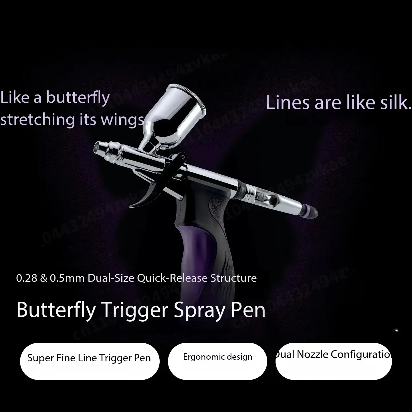 Butterfly Trigger Spray Pen 0.28 & 0.5 Dual Caliber Model Spray Coloring Spray Pen