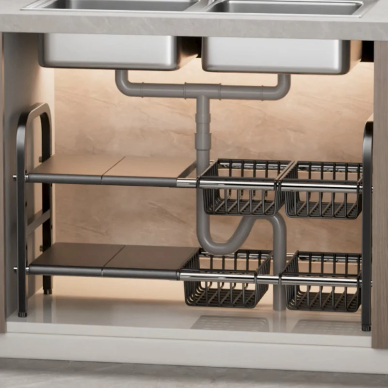 

Многофункциональный расширяемый органайзер для кухонной раковины, L-образная полка-держатель из углеродистой стали для домашнего использования