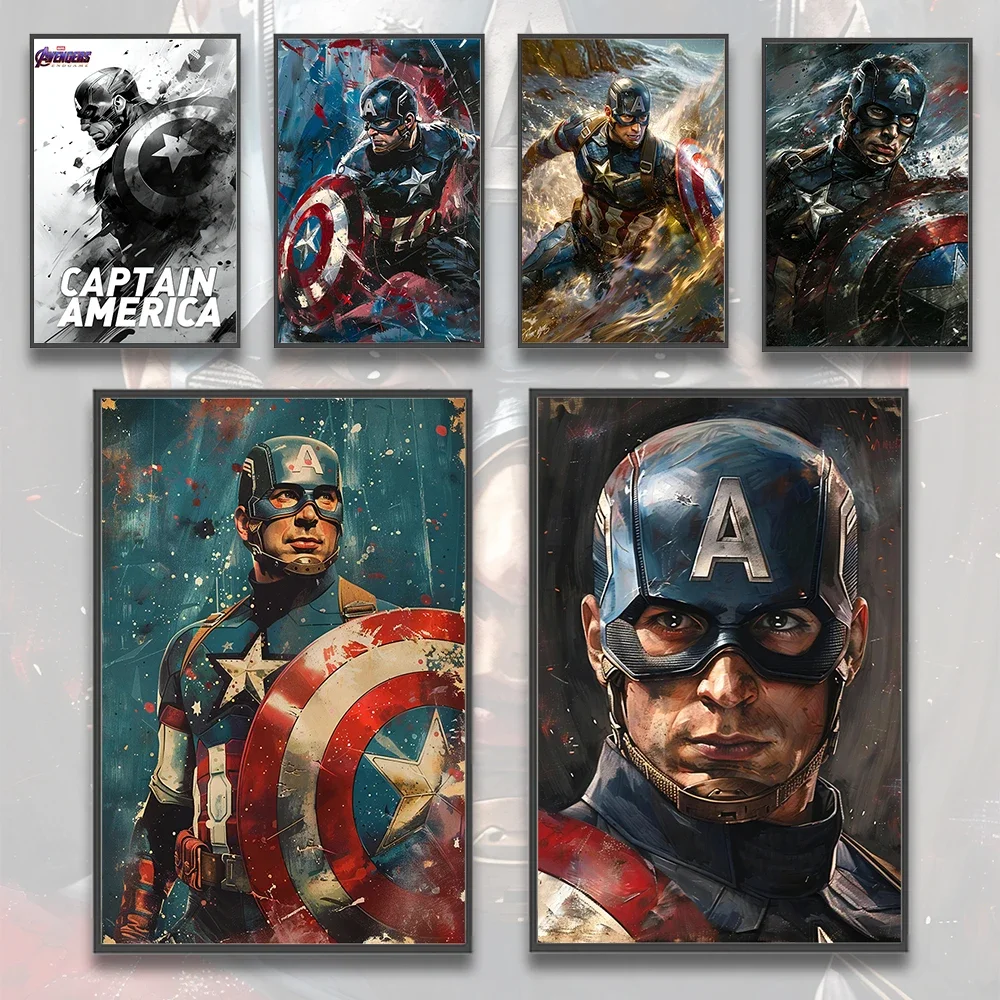 Marvel Captain America Movie Self-adhesive Poster Wallpaper Home Decoration Painting Portrait Decorative Posters For Home Decor