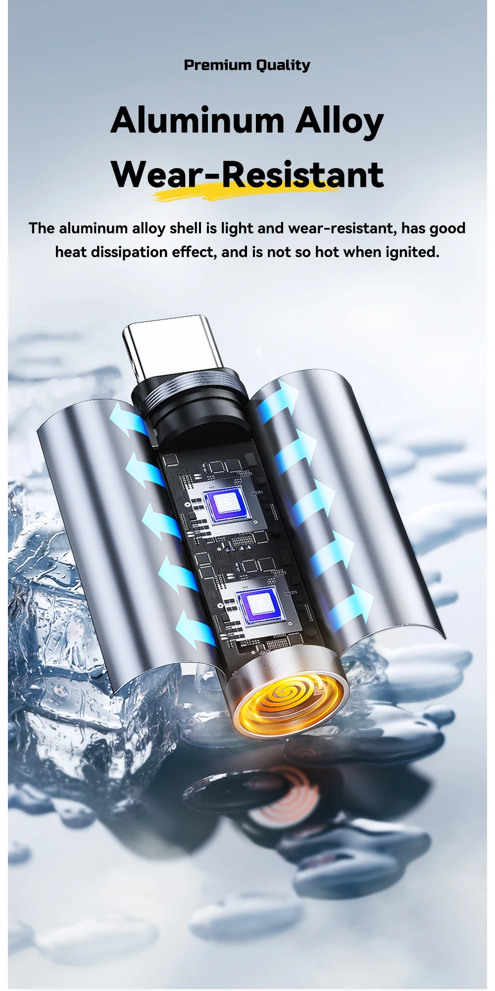 Essager Type C Mini Lighter Tungsten Wire Blow-to-Ignite Safety for Air Travel No Flame Auto Shut-Off OTG-Compatible with Phones