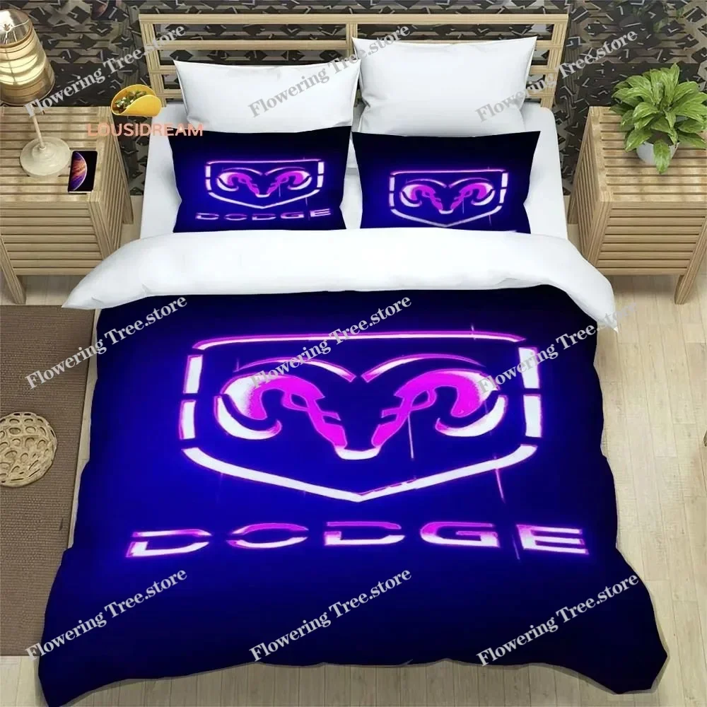 

Dodge Logo Printed Sheets Quilt Covers Bedding Dormitory Sheets Bedding Set Soft Warm Bedding Set