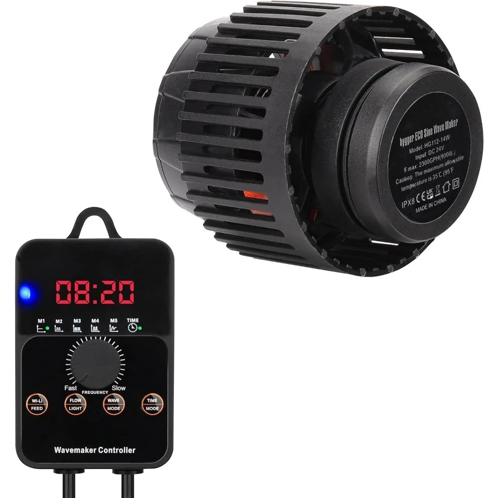 

Adjustable Flow Aquarium Wave Maker 24V DC Quiet Magnetic Powerhead Pump with Controller Fish Guard 1500 GPH for Fish Tank