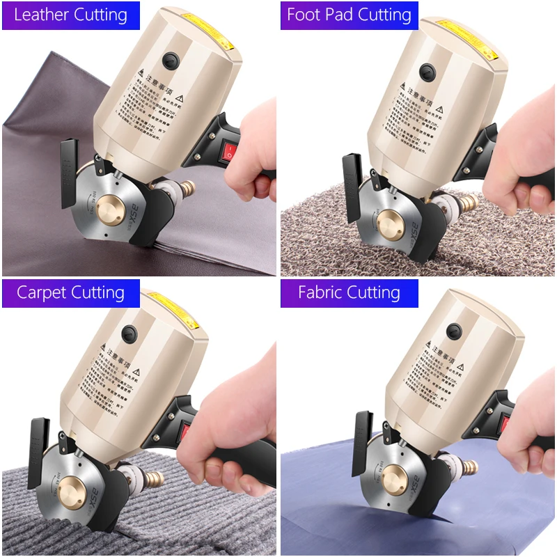 110V/220V 250W 헝겊 전기 원형 칼 절단기 두꺼운 소재 가죽 절단 천 전기 가위 C-100