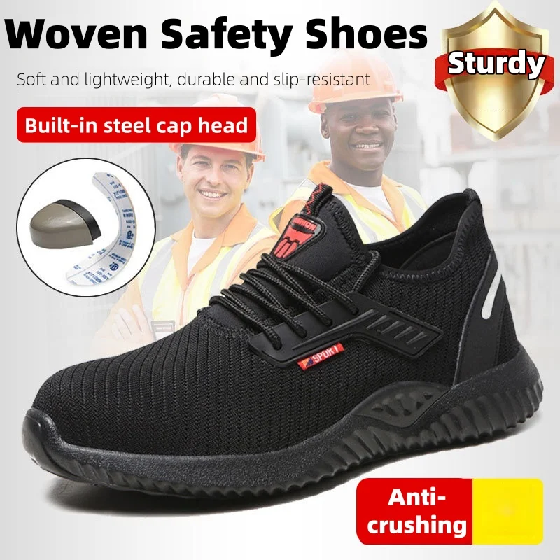 Steel Toe Work Shoes Puncture-Proof Safety Boots Durable Puncture-Resistant Steel Toe Work Shoes for Industrial Construction Use