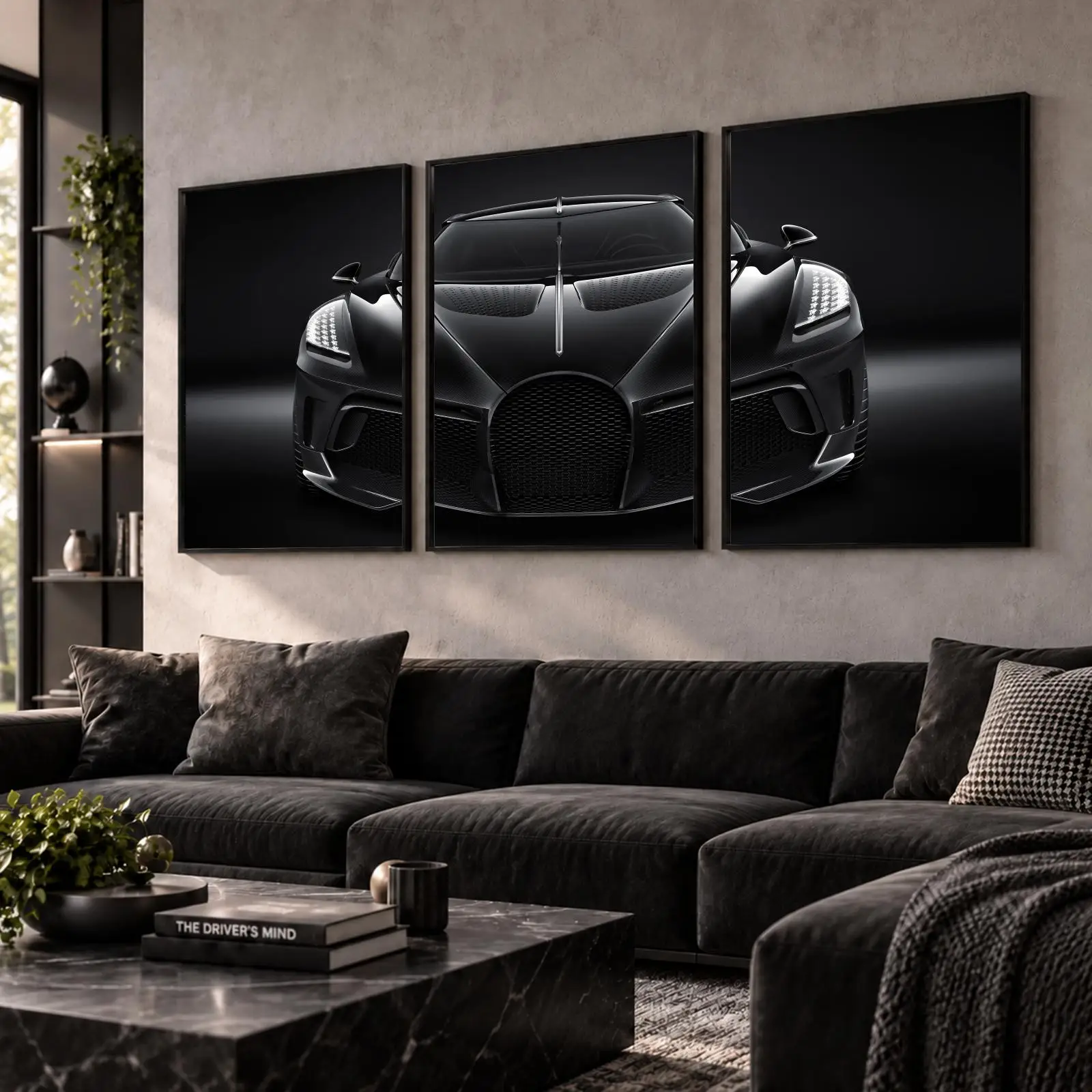 Midnight Black Hypercar Painting Calligraphy Wall Art Canvas Poster Collection Prints for Bedroom Living Room Home Decoration
