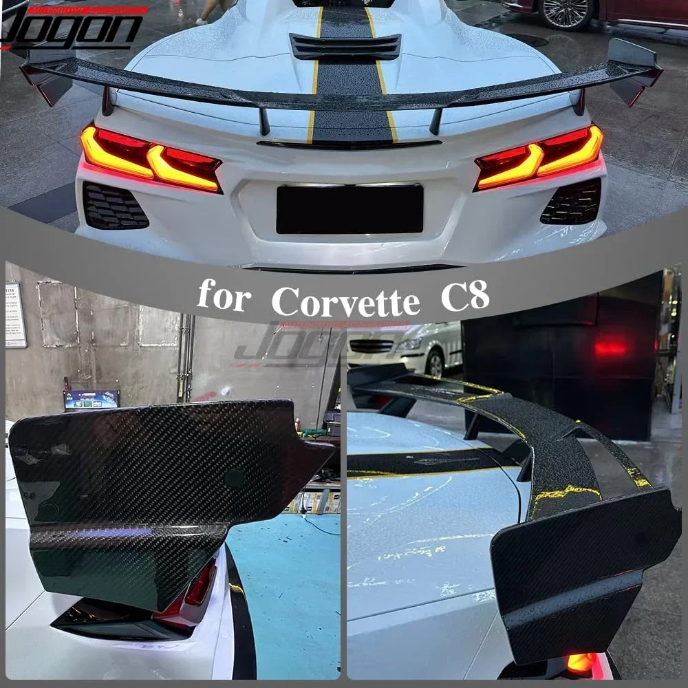 Real Carbon Fiber Rear Spoiler Wings Gurney Flap For Chevrolet Corvette C8 Stingray Coupe Convertible 2020-2025 Decoration