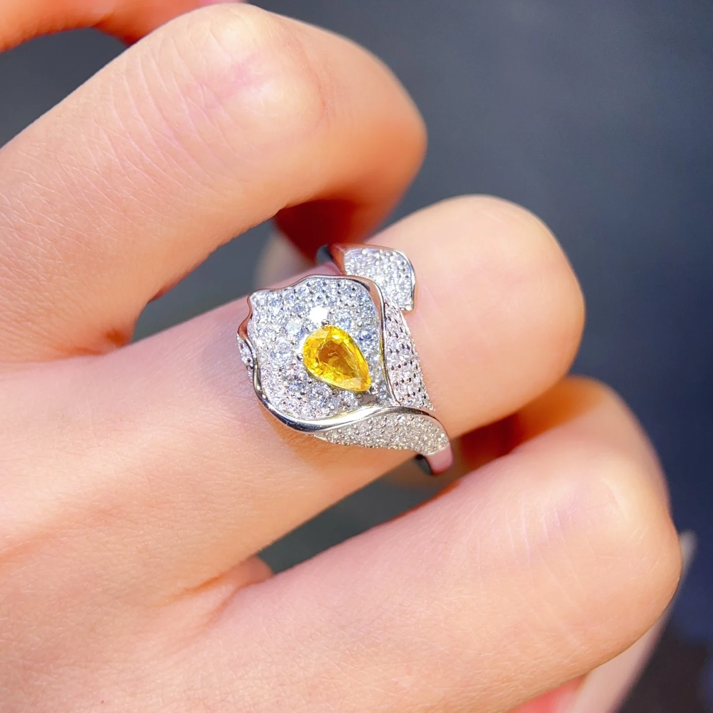 925 Silver Natural Sapphire Ring with Certificate 4x6mm Heated Genuine Sapphire Jewelry September Birthstone Ring for Woman