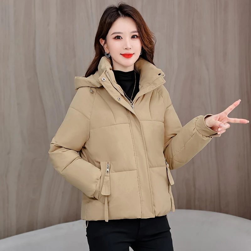 2025 شتاء جديد فضفاض قصير سترات قطنية يندبروف سميكة الدافئة المرأة أسفل القطن وسادات مبطنة انفصال مقنعين أبلى #6