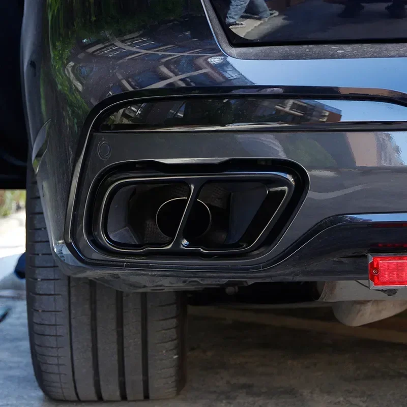 ToMong For BMW X5 X7 G05 G07 19-24 Stainless Steel Silver Car Tail Pipes Exhaust Pipe Muffler Cover Stickers Car Accessories
