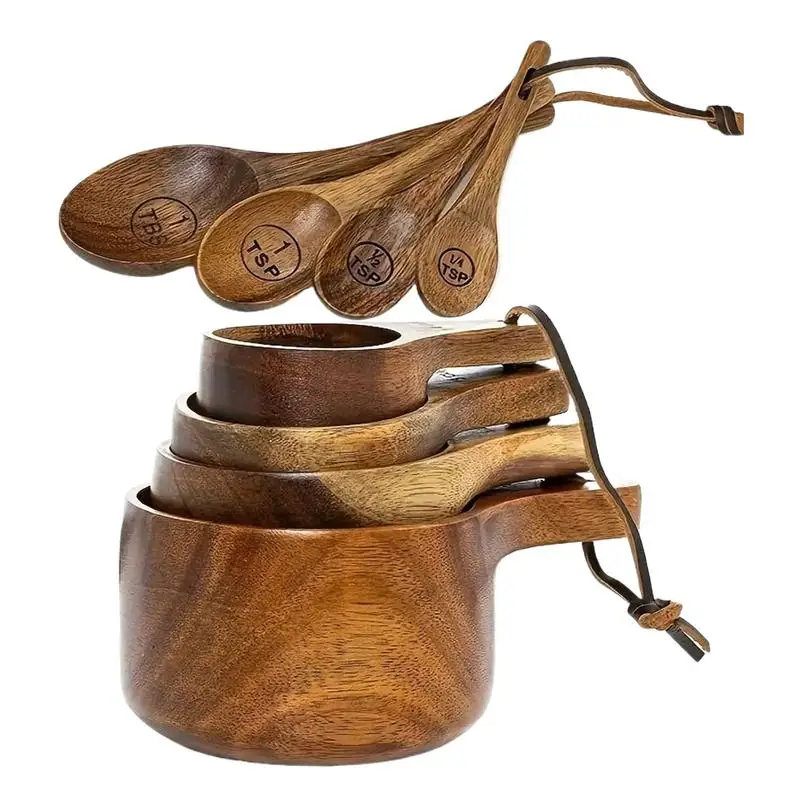 4 шт. деревянный набор мерных чашек или ложек, кухонные мерные ложки, совок для чая, кофе, мерная ложка для сахара, соли, мерные инструменты 4 шт. деревянный набор мерных чашек или ложек, кухонные мерные ложки, совок для чая, кофе, мерная ложка для сахара, соли, мерные инструменты