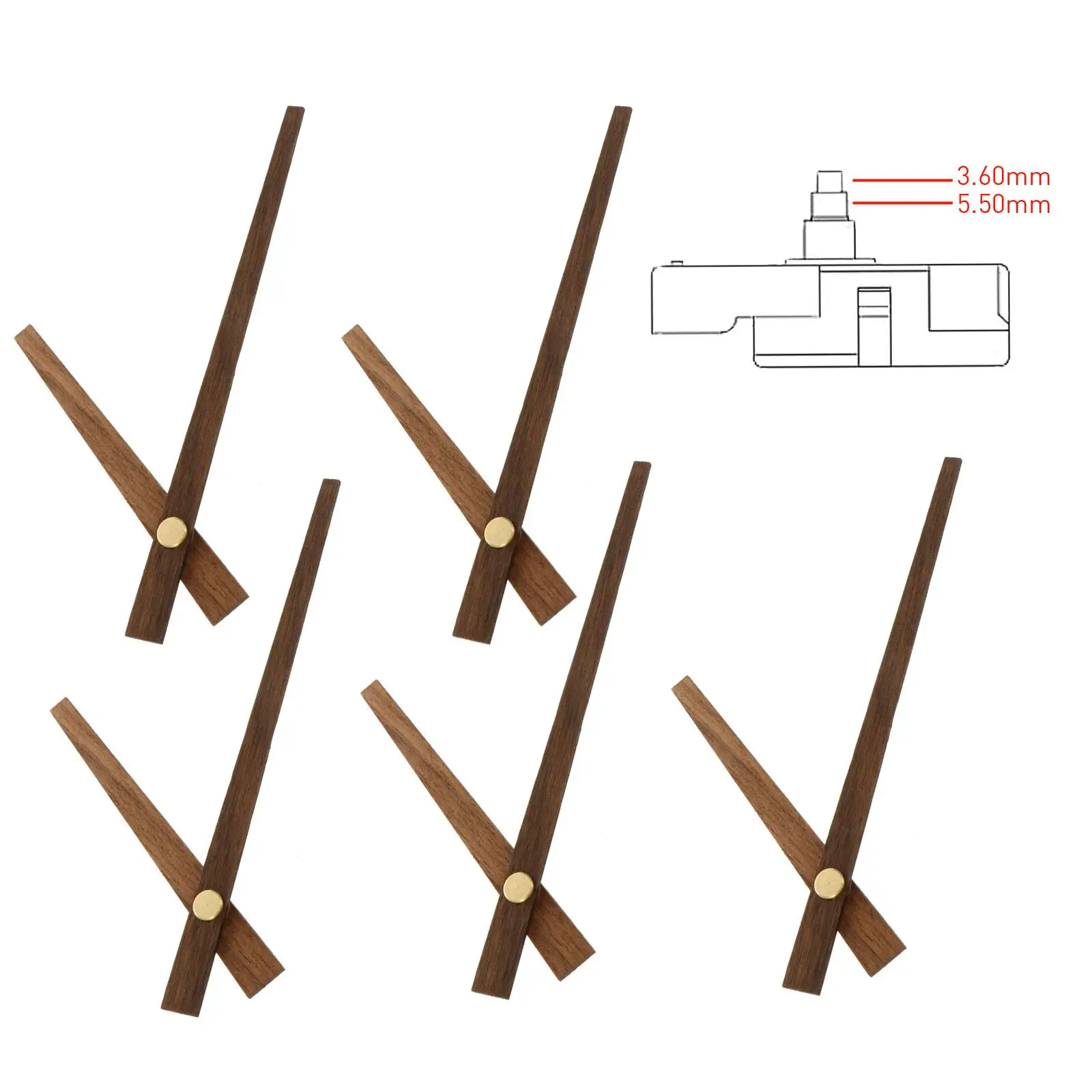 

5 set Clock Hands Wooden Pointer For Wall Clock Quartz Home Decor Durable Clock Parts Accessories Classic Color Practical
