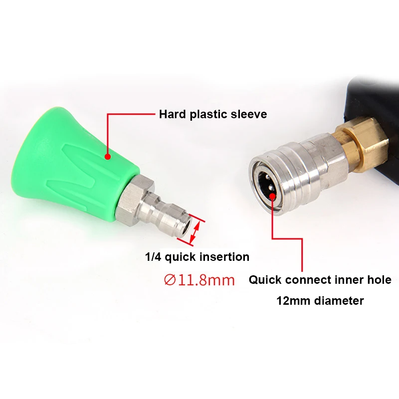 High pressure water gun nozzle accessories 1/4 quick insertion stainless steel nozzle color horn hole fan-shaped water gun