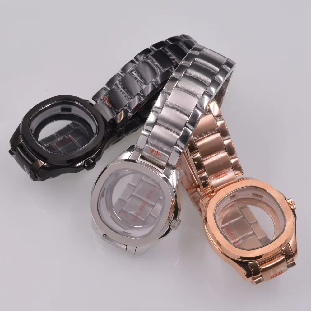 40mm Watch Case Sapphire Glass Fit NH35A NH35 NH36A PT5000 ETA2824 ST2130 Automatic Movement Stainless steel Strap Case