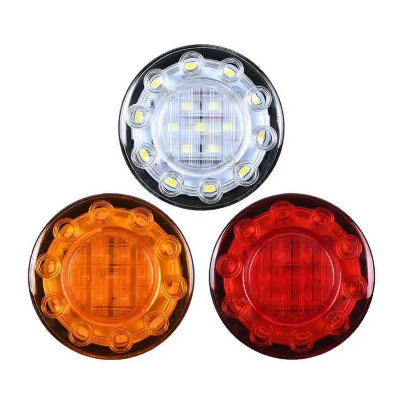 10X العالمي بدوره إشارة ماركر أضواء 24 فولت مقاوم للماء RV قافلة تخييم حافلة مقطورة شاحنة 17 LED جولة تحذير وقف مصباح #6