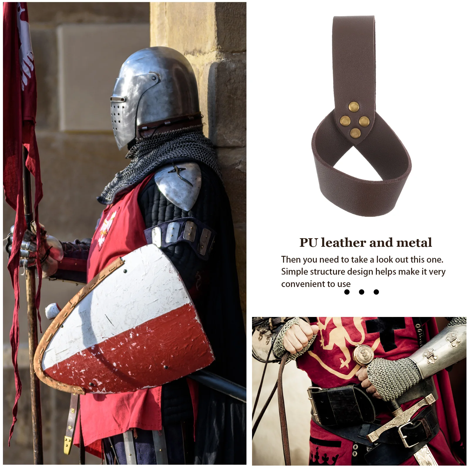 

Medieval Knight Sword Scabbard Frog Fixing Tool Universal Cosplay Holder Sleeve Pu Belt Accessories