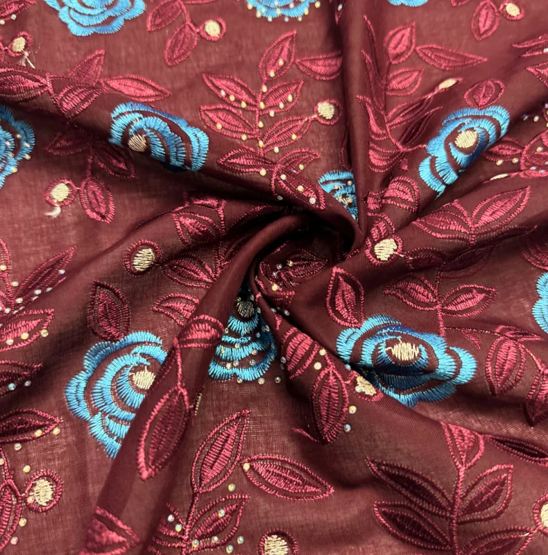 

Роскошная хлопковая швейцарская кружевная ткань с вуалью, 5 ярдов, 2025 г., роза, вышивка стразами, высокое качество, нигерийское кружево для шитья вечерних платьев