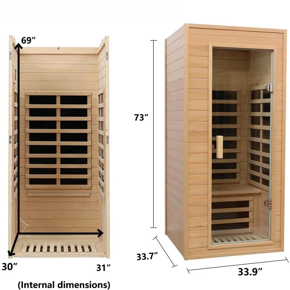 

Инфракрасная сауна Hemlock 1200 Вт: светодиодная лампа, ЖК-контроль, Bluetooth-аудио для домашнего использования