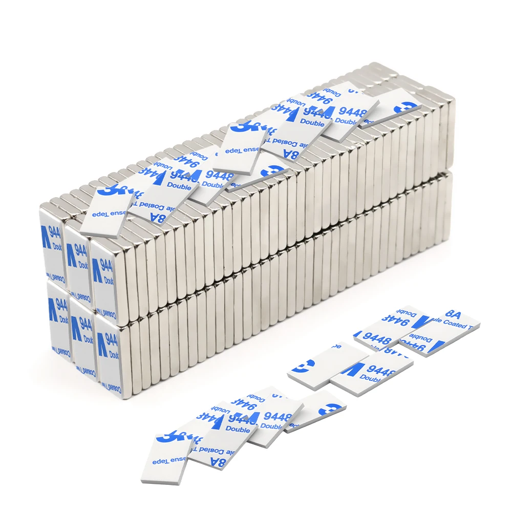 Magnetic Alloy Neodymium Magnet 20x10x3mm Block With Double Sided Tape For Model Building Workshop Use Garage Storage