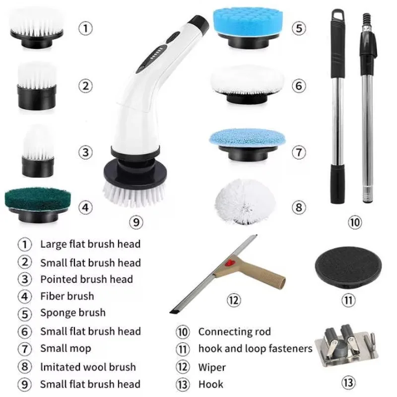 Wholesale Cordless Electric Cleaning Brush Bathroom Extension Cleaning Tool Handle Rotary Scrubber Cordless Cleaning Brush