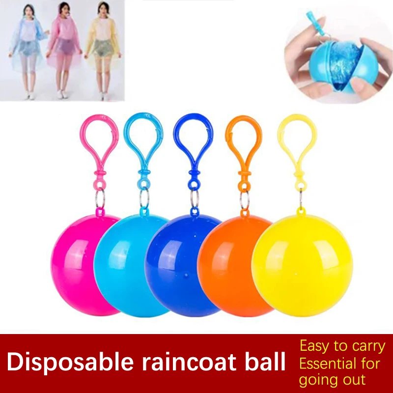 

New Adult Rain Coat Outdoor Raincoat Ball Disposable Single Use Raincoat Hooded Waterproof Rainsuit Easy Travel Carry