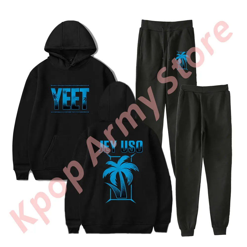 Jey Uso Yeet Logo Hoodies Jogger Pants Set Cosplay Women Men Fashion Casual Streetwear Sweatshirts