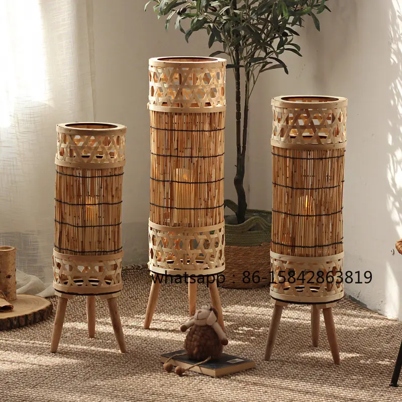 Handmade Straw, Pastoral Retro Tea Room, Homestay Decoration, Floor-to-ceiling Lampshade (excluding Accessories)