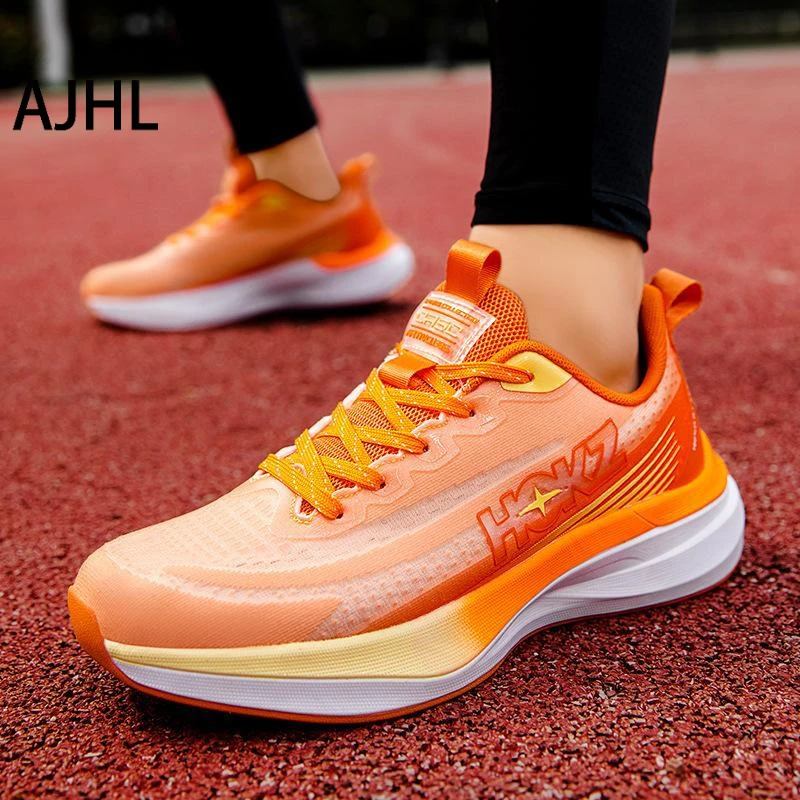 

AJHL Men's And Women's Mesh Breathable Running Shoes Anti Slip Sports Shoes Marathon Specific Carbon Plate Running Shoes