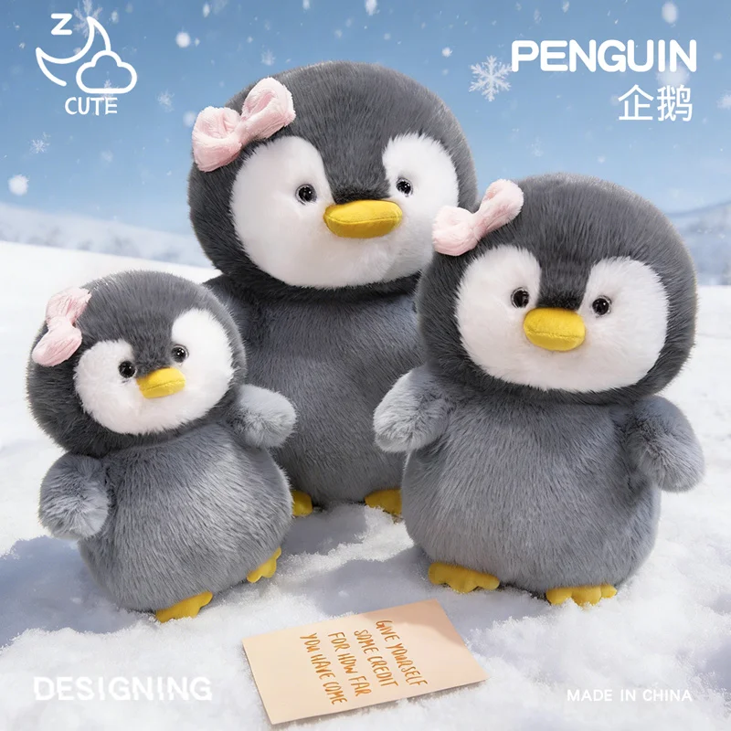 Nuovo Peluche Pinguino Grigio Carino 25/30/40cm, Cuscino Pinguino Super Morbido, Animale di Mare Imbottito ​ ​ Peluche a forma di animale, regalo per bambini