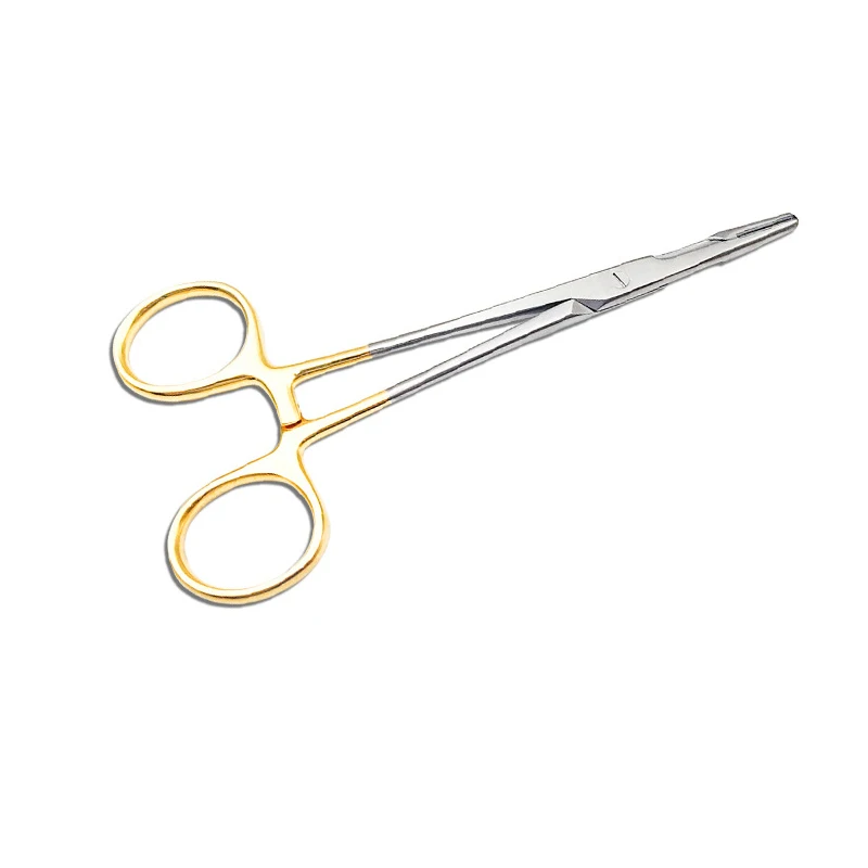 คีมจับเข็ม คีมเสริมความงาม ด้ามจับสีทอง มัลติฟังก์ชั่น พร้อมกรรไกร 12.5 ซม.14 ซม