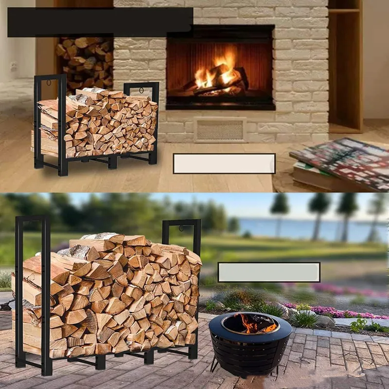 M26 US Outdoor Fire Wood Log Rack for Fireplace Heavy Duty Firewood Pile Storage Racks for Patio Deck Metal Log Stand