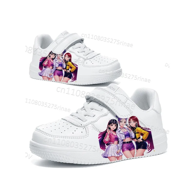 2027 Kawaii Outdoor Street Style Girl Group Printed Children Outdoor Flat Shoes Soft Sole Durable Light Sports Shoes