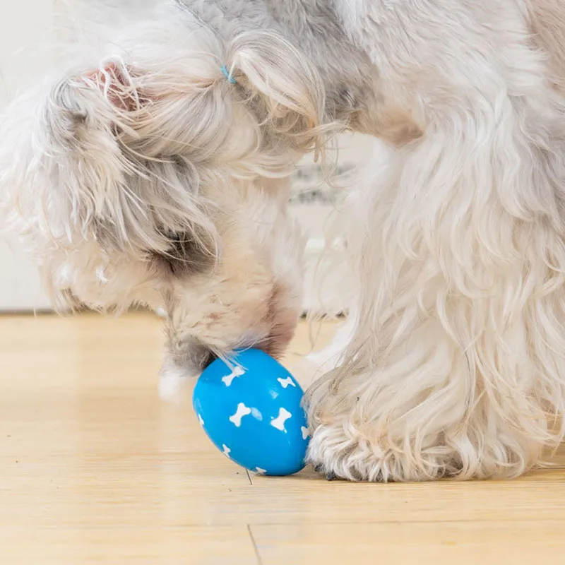 Cute Egg Shape Squeaky Dog Toy Soft Rubber Interactive Chew 