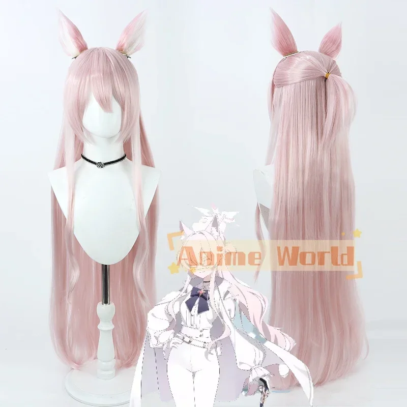 Blue Archive Kiyosumi Akira Cosplay Wig 100cm Long Light Pink Heat Resistant Synthetic Hair Halloween Party Role Play + Wig Cap