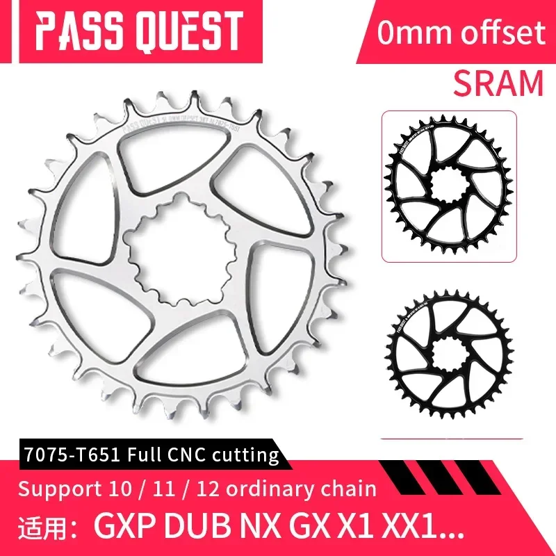 PASS QUEST 0mm Offset Chainring 28/30/32/34/36/38T Narrow Wide Chainring